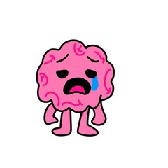 Brain Cartoon with Emotion Art