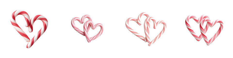 Candy Cane Hearts Collection. Christmas and Valentine's Day Concept.