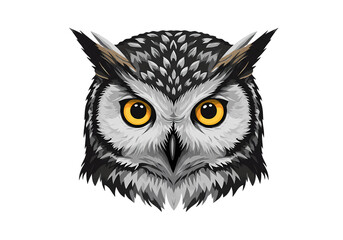 Fototapeta premium Majestic Owl Head: Intense Gaze, Detailed Vector Art