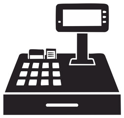 Simple cash register icon with screen and keypad