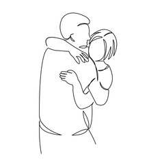 One continuous single drawing line art doodle love, man, couple, male, together, woman, two, embracing. Isolated flat illustration hand draw contour on a white background
