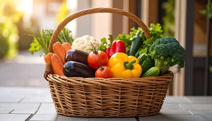 Fresh produce basket outdoors