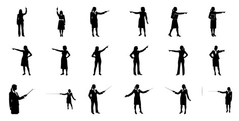 Fototapeta premium Businesswomen pointing gesturing presenting businesswoman