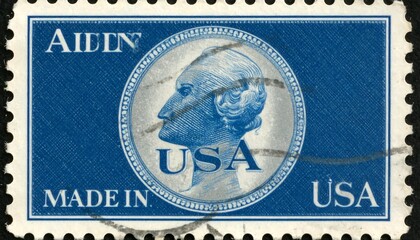 Obraz premium Vintage US postage stamp with a profile portrait