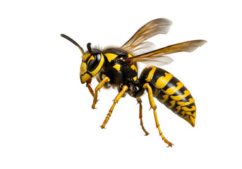 European Wasp: Detailed Macro Photograph of Insect in Flight