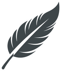 Fototapeta premium Elegant dark gray quill feather icon, a vector graphic symbolizing writing and literature