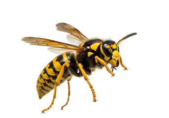 European Wasp in Flight: Detailed Macro Photograph