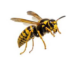 European Wasp in Flight: Detailed Macro Photograph