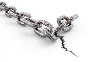 Broken metal chain on a cracked surface