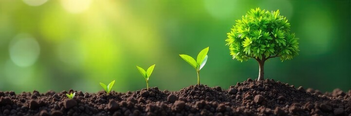 A stylized timelapse of a seed growing into a thriving tree, symbolizing business growth and development from initial stages to mature success , resilience, ambition
