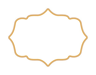 Golden 3d frame. Oriental style Islamic windows, Indian border, ornamental decorative element, morocco shapes. Vector illustration for invitation, greeting card, decorative design