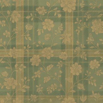 Plaid Floral Overlay Seamless Vintage Pattern