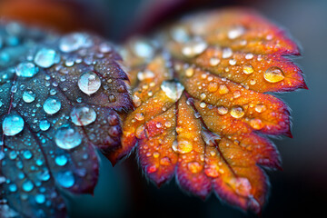 A leaf with water droplets on it