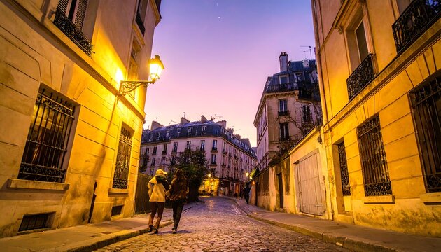 Parisian alleyway at twilight