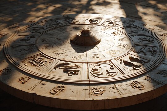 Explore ancient mysteries with this weathered zodiac wheel, perfect for history buffs, astrology enthusiasts, or captivating travel content now