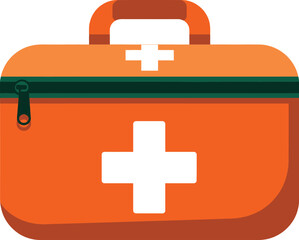 Obraz premium Bright orange first aid kit with white cross symbol for medical emergencies