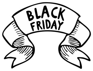 Hand Drawn Black Friday Banner Illustration in Retro Style for Sales and Marketing Campaigns Announcing Shopping Discounts for Customers