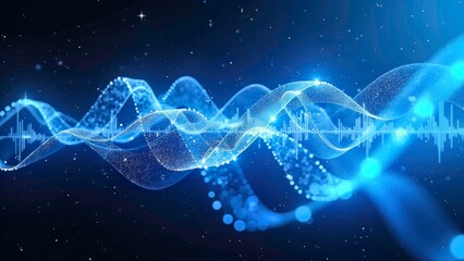 Technological blue waveform illuminated background