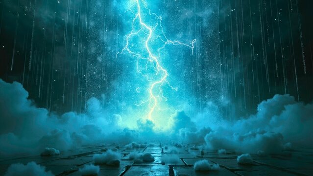 Fototapeta Technological blue and white lightning background