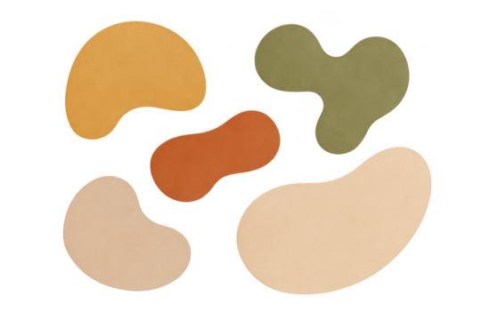 Abstract organic shapes design art isolated on transparent background
