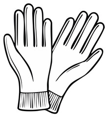 Obraz premium Pair of gardening gloves illustration in black and white.