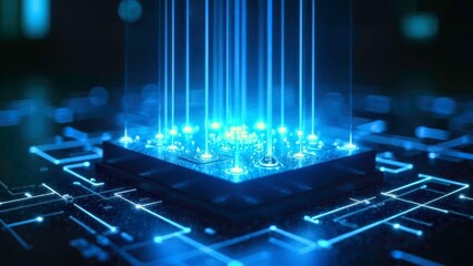 Technological blue and white glowing platform background