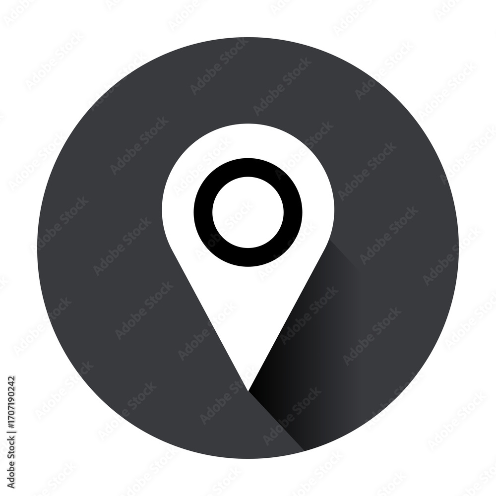 Poster vector modern map pointer gray circle icon on white background.