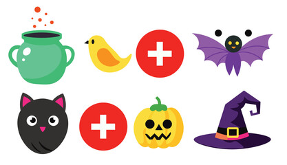 Vibrant halloween icon set with pumpkin and ghost isolated on white background