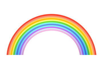 A bright rainbow arc with distinct colored bands, isolated on a