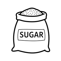 sugar, bag, icon, vector, sack, ingredient, sweet, food, baking, outline, clipart, silhouette, kitchen, powder, label, graphic, design, illustration, dessert, container, product, grain, white, cooking