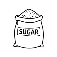 sugar, bag, icon, vector, sack, ingredient, sweet, food, baking, outline, clipart, silhouette, kitchen, powder, label, graphic, design, illustration, dessert, container, product, grain, white, cooking