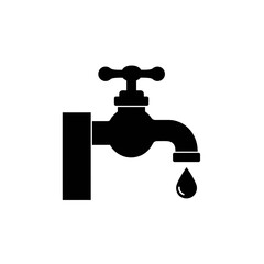 faucet, tap, water, plumbing, drip, leak, flow, icon, symbol, silhouette, black, illustration, vector, graphic, design, pipe, fixture, sink, bathroom, kitchen, utility, conserve, pressure, hygiene, cl