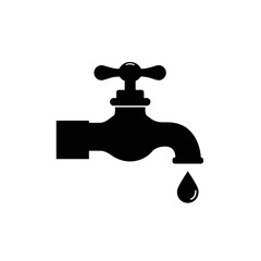 faucet, tap, water, plumbing, drip, leak, flow, icon, symbol, silhouette, black, illustration, vector, graphic, design, pipe, fixture, sink, bathroom, kitchen, utility, conserve, pressure, hygiene, cl