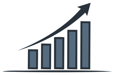 Business success graph with arrow showing progress and upward growth