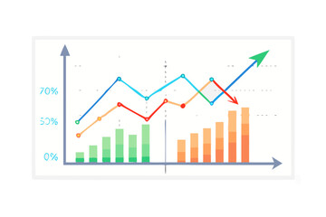 Colorful business growth chart with multiple lines and bar graph
