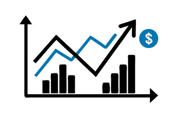 Financial growth chart with upward trend and dollar sign