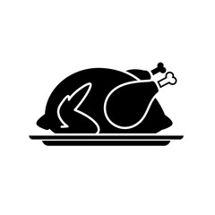 turkey, roast, icon, vector, clipart, silhouette, food, meal, dinner, poultry, cooked, graphic, design, illustration, black, white, feast, thanksgiving, holiday, bird, kitchen, cuisine, editable, isol