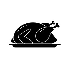 turkey, roast, icon, vector, clipart, silhouette, food, meal, dinner, poultry, cooked, graphic, design, illustration, black, white, feast, thanksgiving, holiday, bird, kitchen, cuisine, editable, isol