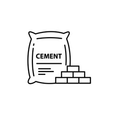 cement, bag, icon, vector, bricks, construction, material, building, industry, outline, graphic, clipart, symbol, design, structure, site, concrete, masonry, mix, sack, powder, tool, equipment, archit