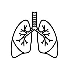 lungs, icon, vector, respiratory, system, anatomy, human, organ, outline, medical, health, biology, silhouette, graphic, design, illustration, breathing, bronchial, airways, chest, ribcage, oxygen, tr