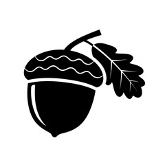 acorn, silhouette, icon, black, oak, leaf, clipart, nature, symbol, logo, vector, graphic, autumn, fall, seed, nut, forest, tree, illustration, outline, minimalist, design, element, botanical, natural