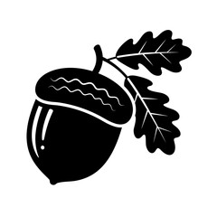 acorn, silhouette, icon, black, oak, leaf, clipart, nature, symbol, logo, vector, graphic, autumn, fall, seed, nut, forest, tree, illustration, outline, minimalist, design, element, botanical, natural