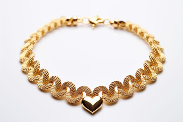 Obraz premium Isolated gold necklace on white background