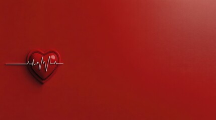 Red heart with heartbeat graphic