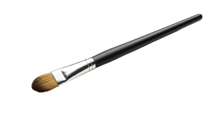 Black handled makeup brush with silver ferrule.