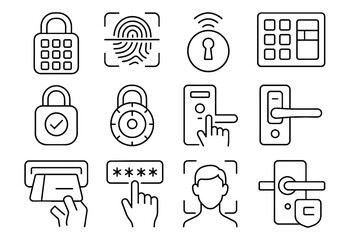 Combination vector lock touch biometric icons keypad icon security pad digital