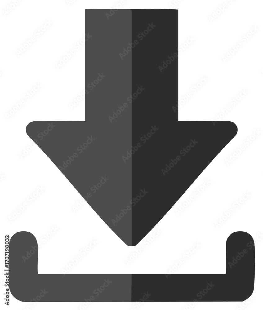 Aufkleber simple gray download icon with arrow pointing down into a tray vector illustration for saving files