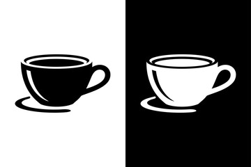 Paper Coffee Cup Vector Icon. Minimal Silhouette Design Black White