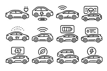 Autonomous vehicle energy icon vector car charging cars holographic ai futuristic electric