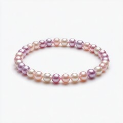 Delicate pastel-colored beaded bracelet.  Circular band of round, graduated-tone,  pearls in soft pink, lavender, and peach.  Simple, elegant design